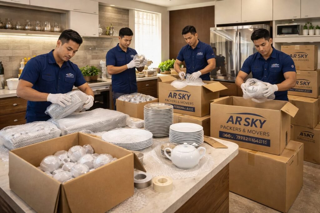 Packers and Movers in Delhi providing home shifting services safely Crokery Goods Packing Packing for relocation